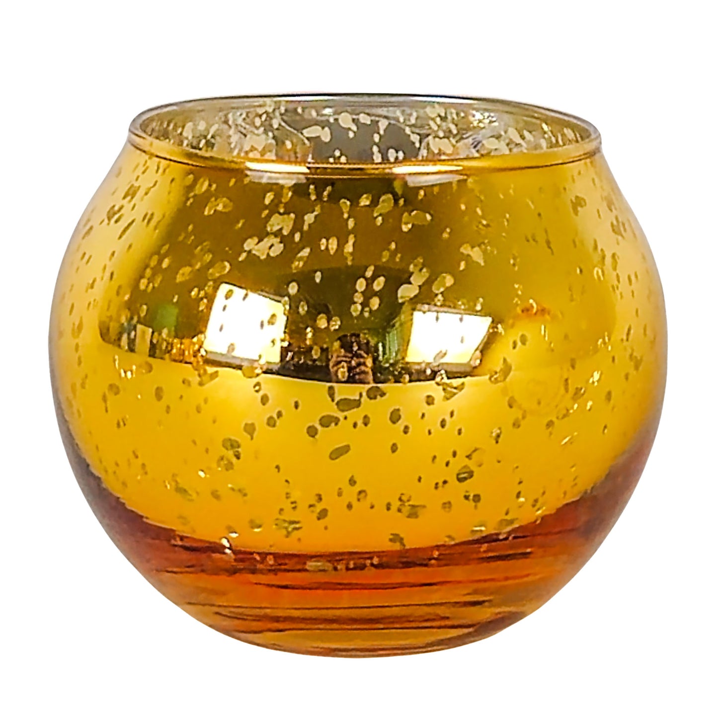Votivos Portavelas Pecera - Vaso de vidrio para velas redonda - Dorado con Salpicaduras
