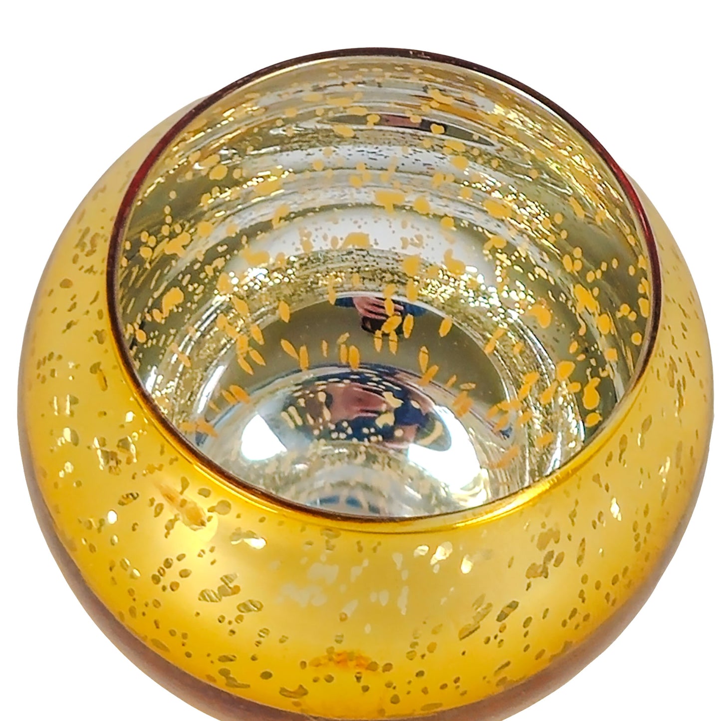 Votivos Portavelas Pecera - Vaso de vidrio para velas redonda - Dorado con Salpicaduras