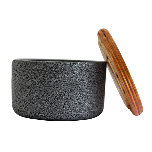 230ml - Carrara Vaso de Concreto para velas con Tapa de Madera - Gris Oxford