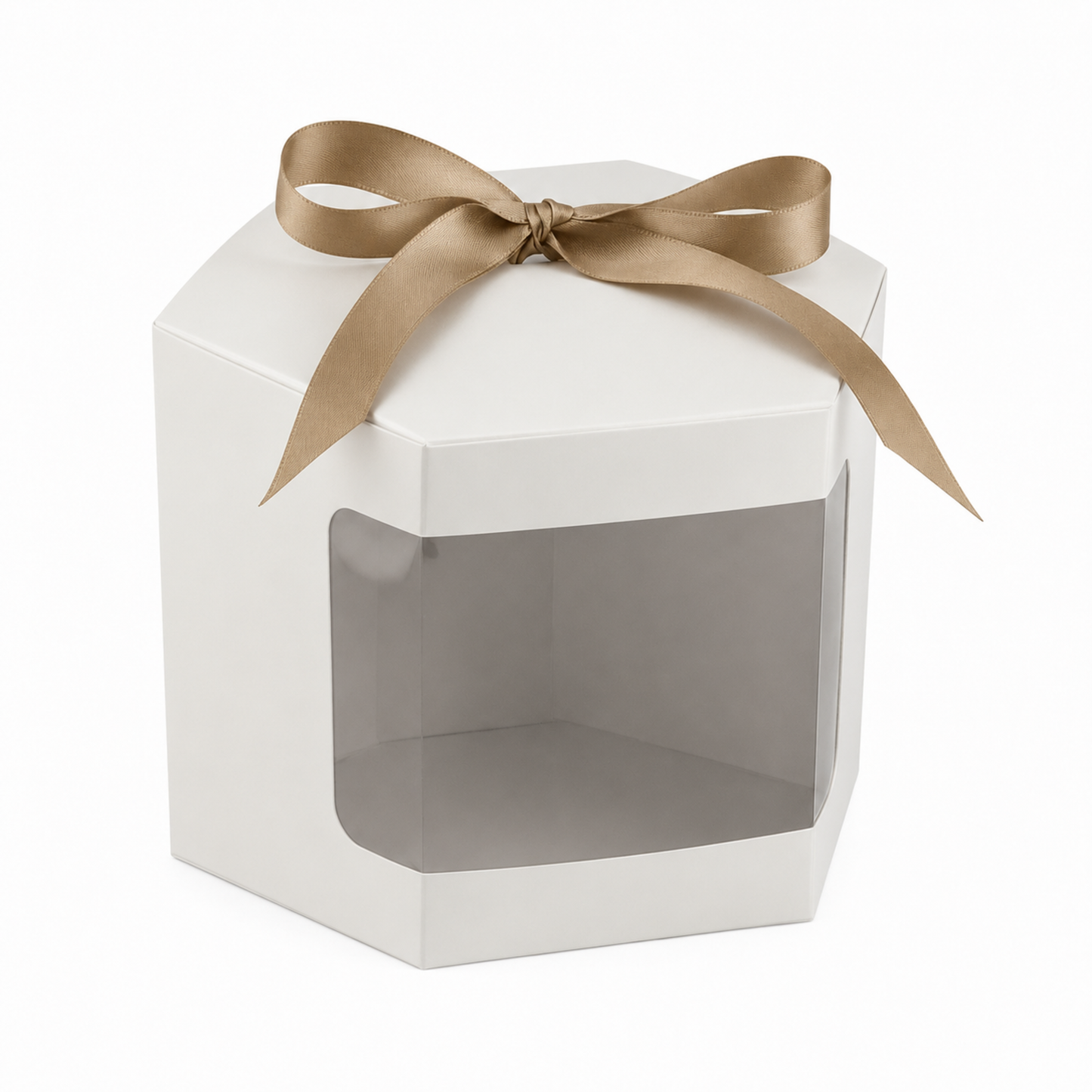Caja Decorativa Hexagonal para Velas – Blanca - Ventana Transparente | Chica 4.2 x 4.2 cm