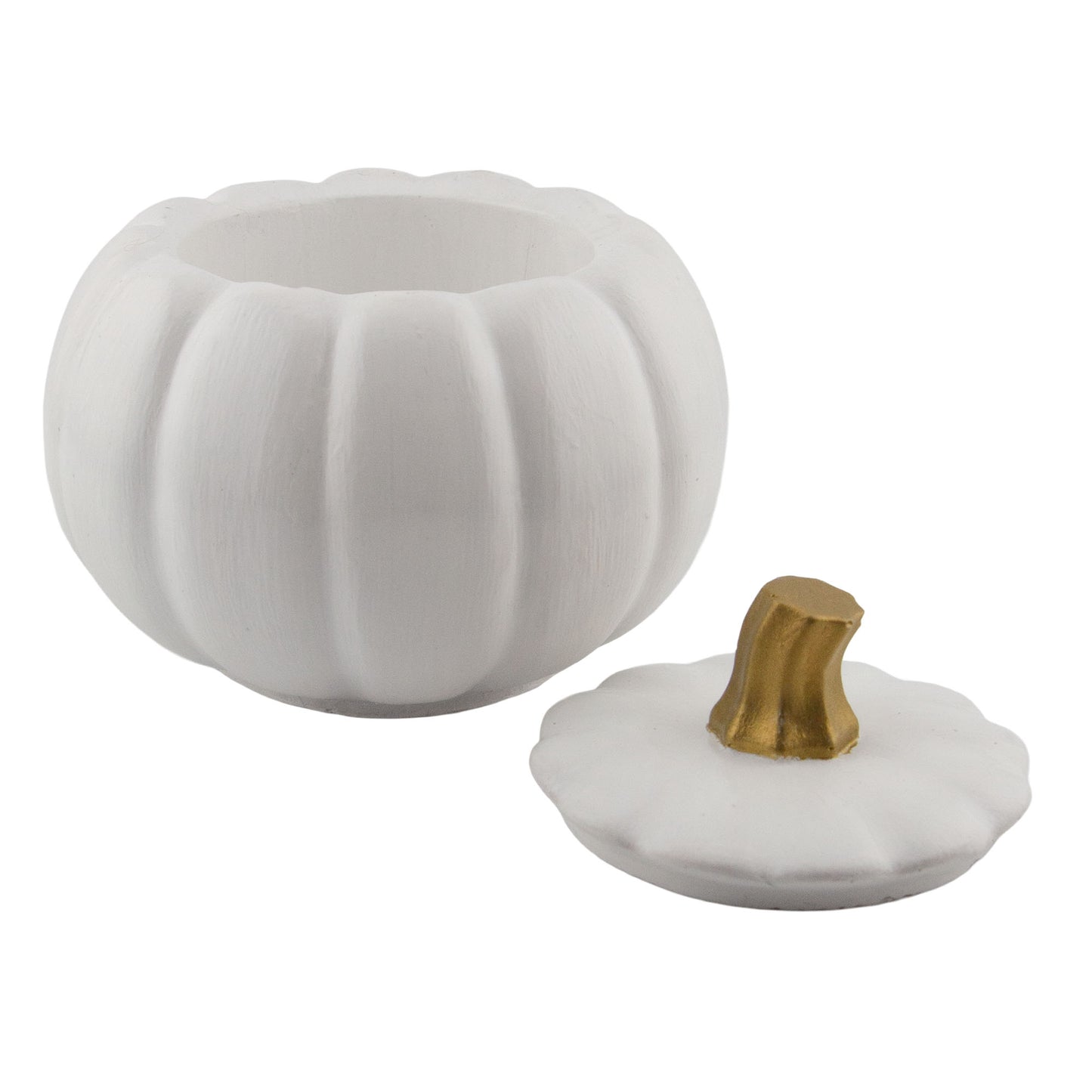 140ml - Colección Hechizo - Calabaza de Yeso para Velas - Blanco / Dorado (Edición Especial de Halloween)