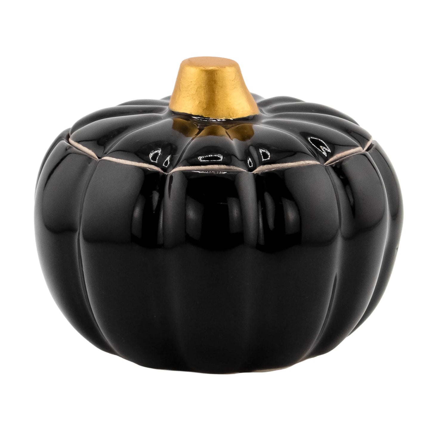 210ml - Colección Hechizo - Calabaza de Cerámica para Velas - Negro / Dorado (Edición Especial de Halloween)