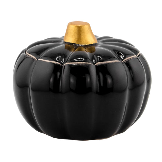 210ml - Colección Hechizo - Calabaza de Cerámica para Velas - Negro / Dorado (Edición Especial de Halloween)