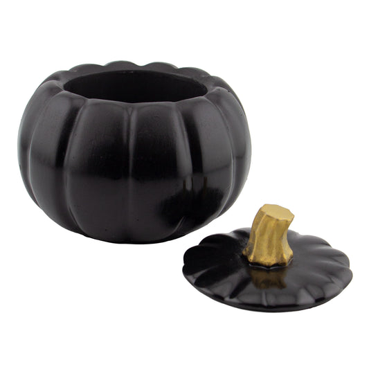 140ml - Colección Hechizo - Calabaza de Yeso para Velas - Negro / Dorado (Edición Especial de Halloween)