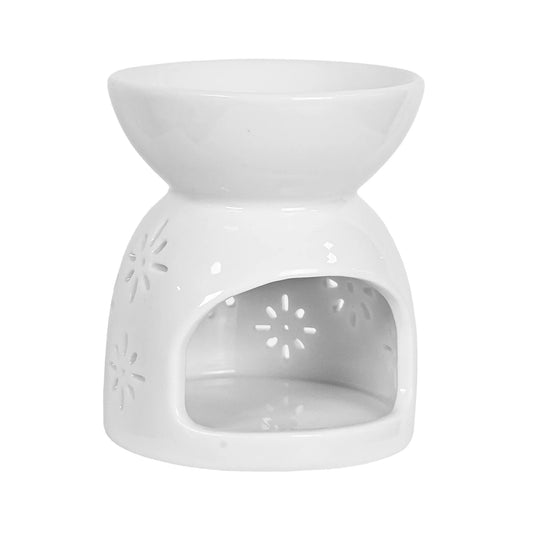 Quemador de Cera para Wax Melts - Calentador de Cera Aromática de Cerámica - Blanco - Diseño Estrellas