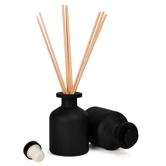 100ml Florida - Frasco para Difusor de Vidrio - Botella Difusor de Varillas Redondo - Negro Mate