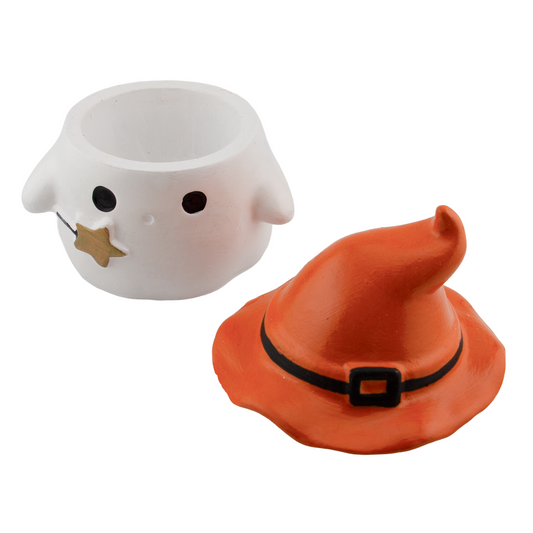 120ml - Colección Hechizo - Fantasma de Yeso para Velas - Blanco / Naranja (Edición Especial de Halloween)