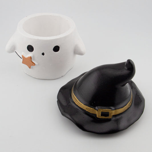 120ml - Colección Hechizo - Fantasma de Yeso para Velas - Blanco / Negro (Edición Especial de Halloween)