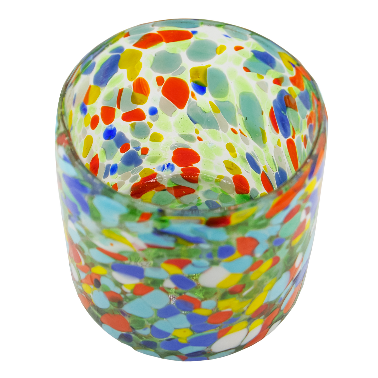 500ml - Florencia Vaso de vidrio soplado artesanal- Confeti Granizado Puntos / Azul Amarillo Naranja Rojo - Hecho a mano - Hecho a mano