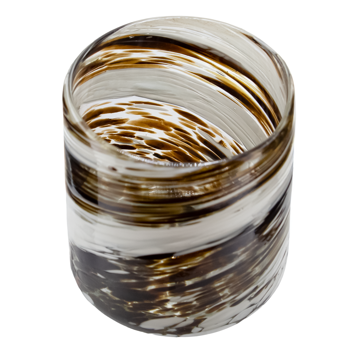 260ml - Florencia Vaso de vidrio soplado artesanal - Blanco Tornasol / Dorado - Hecho a mano