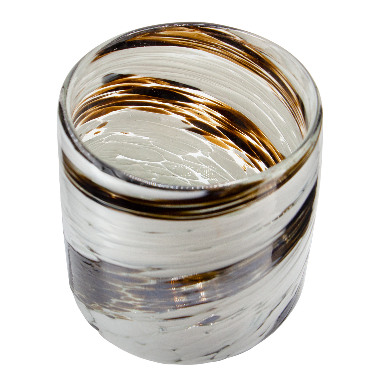 500ml - Florencia Vaso de vidrio soplado artesanal - Blanco Tornasol / Dorado - Hecho a mano