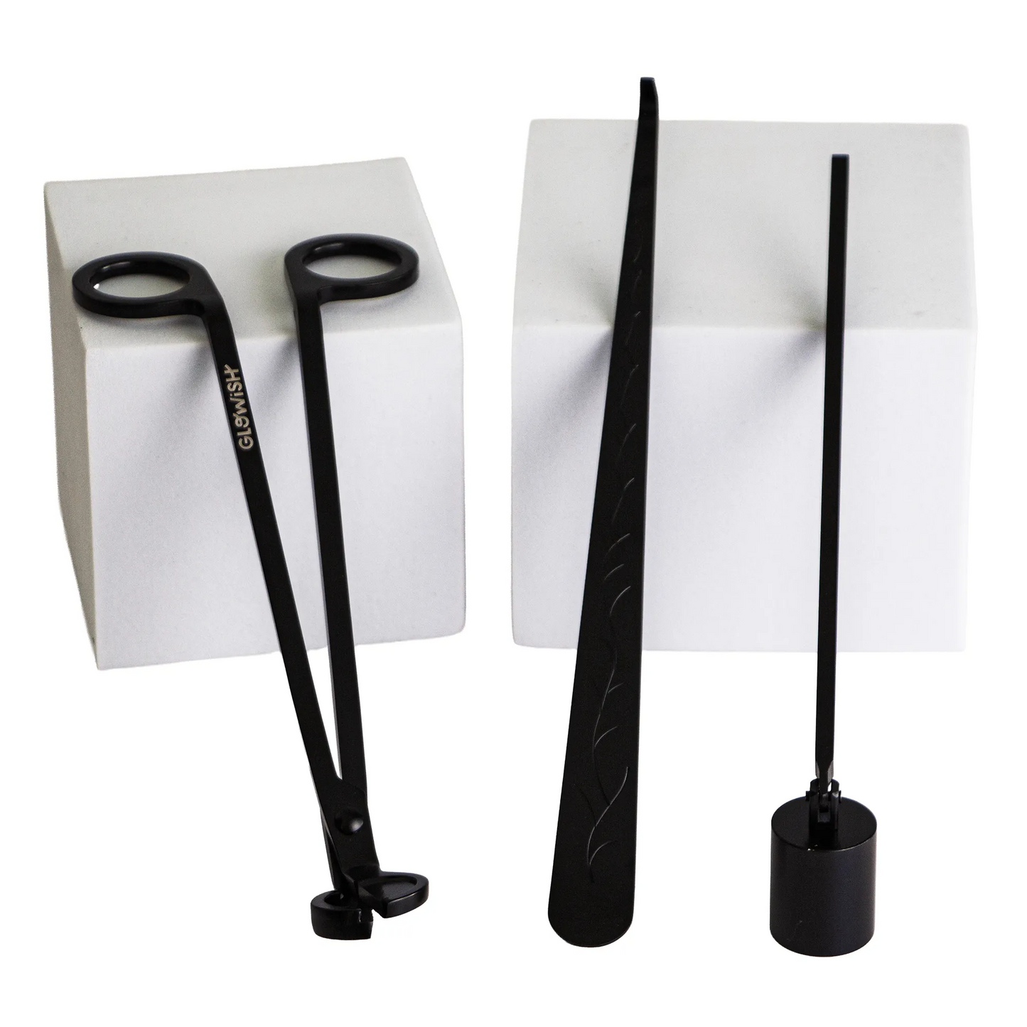 Apagavelas, Cortapabilo y Gancho de Pabilo - Kit de Herramientas para Cuidado de Velas - Negro Mate