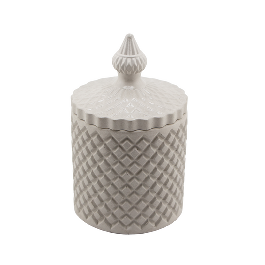 310ml - Carrara Vaso de Concreto para velas con tapa - Blanco