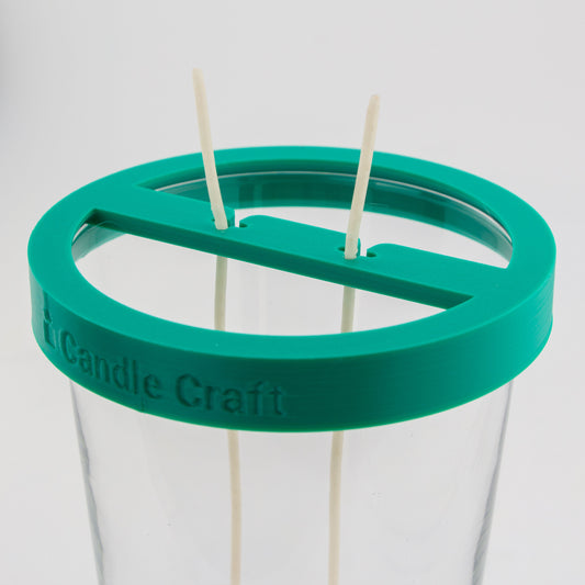 Herramienta para Centrado de Pabilos para Dos Mechas - Soporte de Mechas  (Wick Holder) - Verde - Tamaño: L para 2 Pabilos