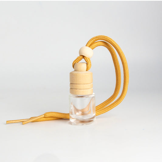Difusor Aromático / Aromatizante para Auto / Carro – Frasco Colgante Recargable de Vidrio y Madera