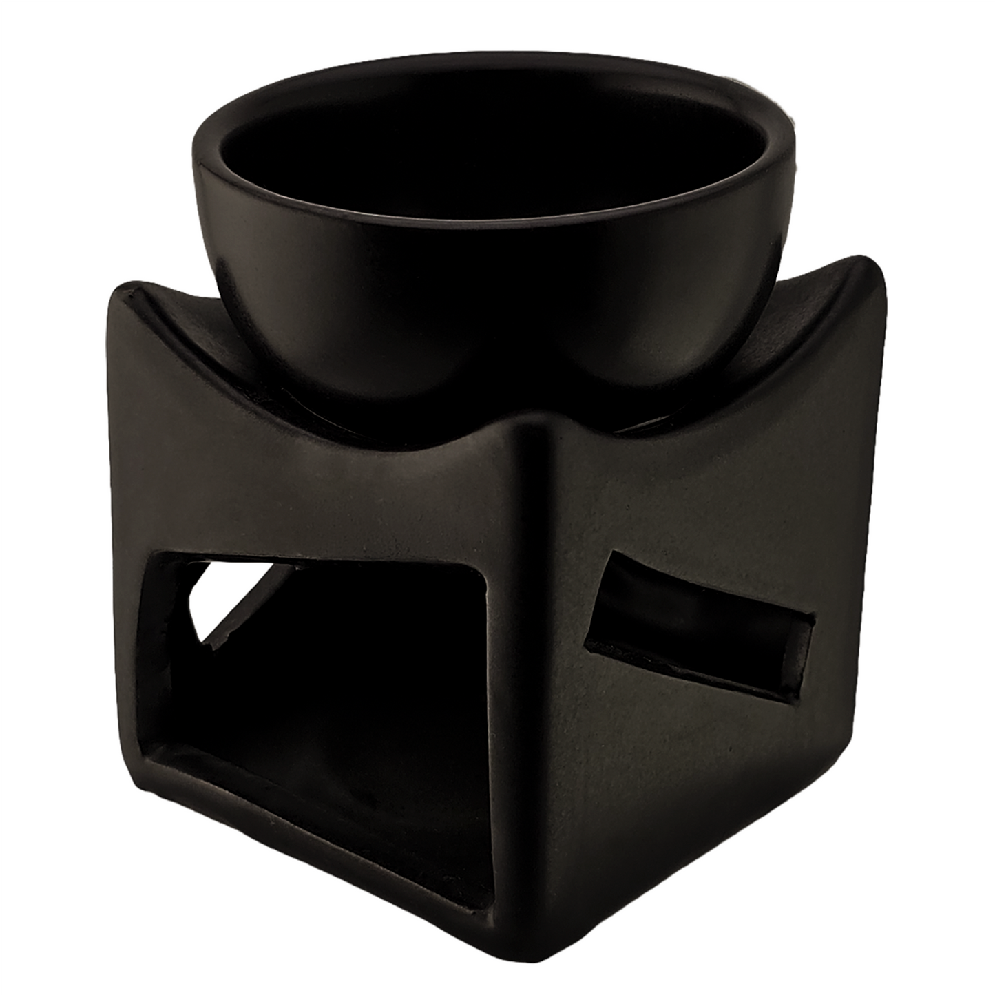 Quemador de Cera Cuadrado - Fundidor de Cerámica para Wax Melts - Negro Mate con Diseño Yin Yang