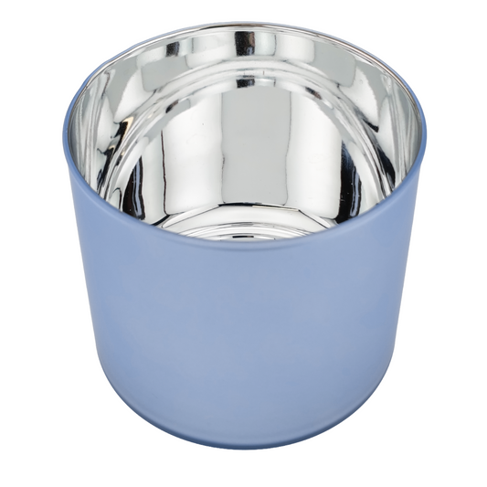620ml - Mónaco Vaso de vidrio para velas - Inspirado en Bath Body Works® / White Barn® - Azul Claro Mate / Metállico