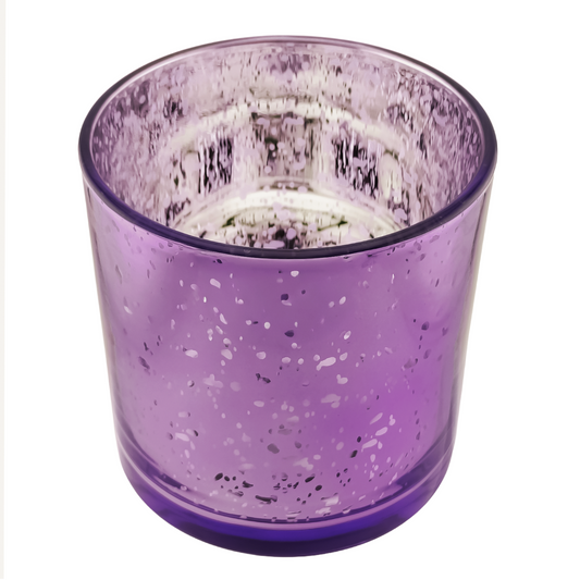 300ml - Mónaco Vaso de vidrio para velas - Morado Metálico con Salpicaduras