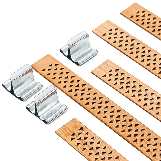 Pabilo de Madera para Velas - Diseño Ranurado Huecos - 15×150 mm - Mecha de Madera con Fichas