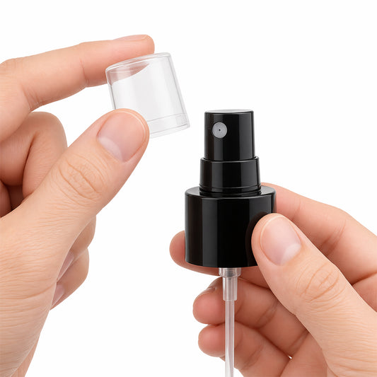 Atomizador Spray Fino con Tapa - Rosca 24/410 - Para Room Spray, Body Mist y Perfume - Negro