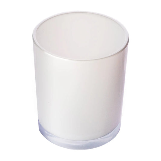 210ml - Mónaco Vaso de vidrio para velas - Blanco Brillante