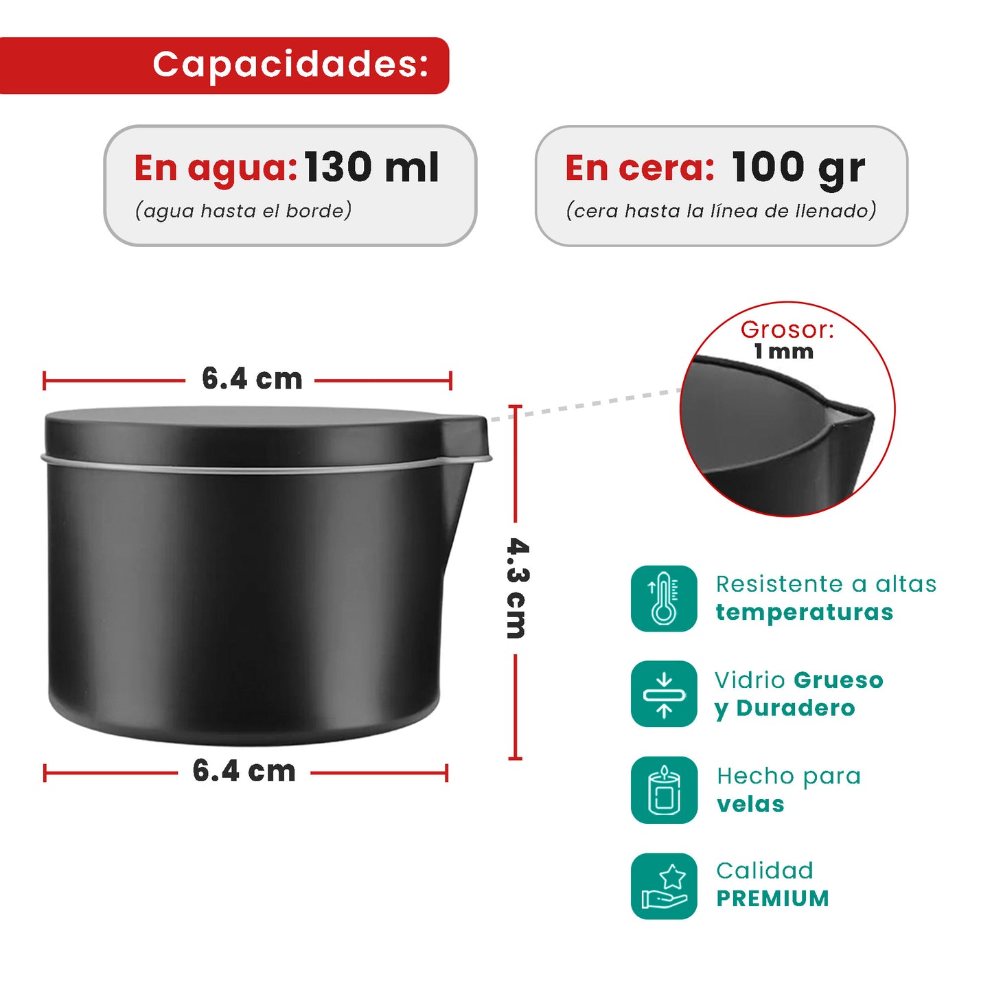 130ml - Tokio Lata de Aluminio Metal Recto para Velas de Masaje - Frasco Negro Mate