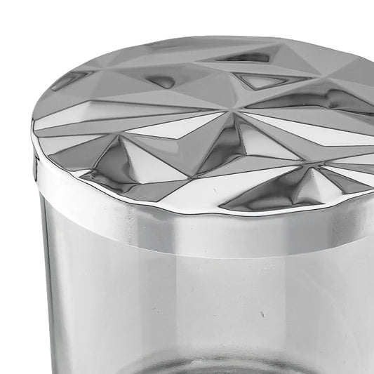 Tapa de Aluminio M para vasos de velas - Diseño Diamantado - Tapa para Vela Color Plata Metálico