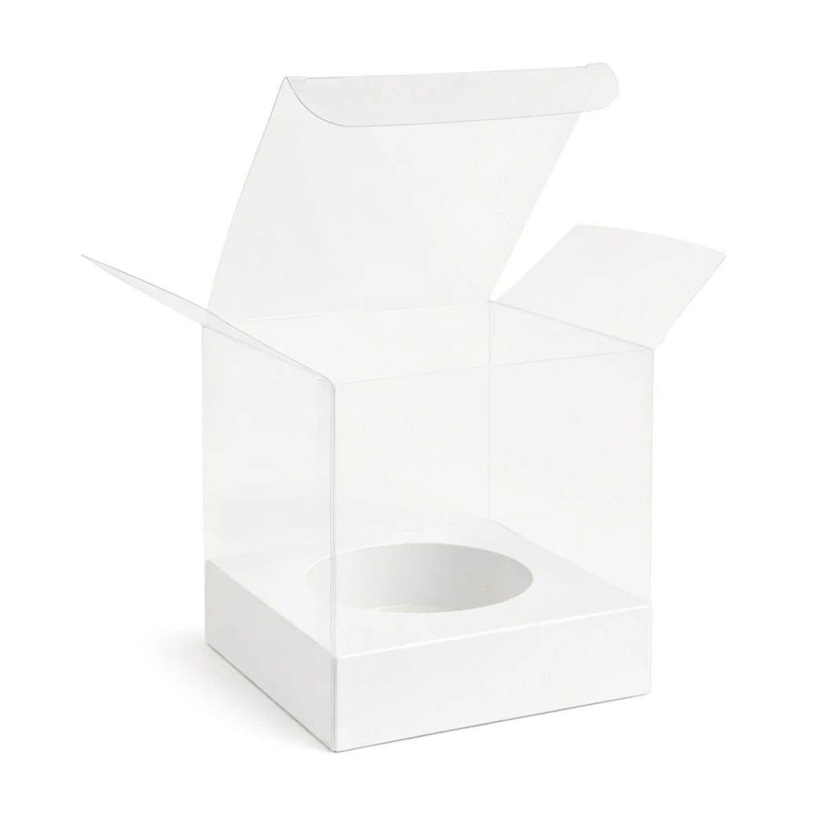 Caja Decorativa Cuadrada para Velas – Acetato Transparente - Base Blanca | Chica 9x9 cm - Candle Craft