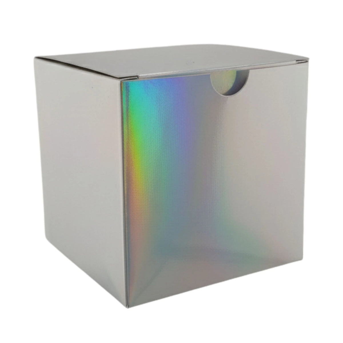 Caja Decorativa Cuadrada para Velas – Plateada Tornasol | Grande 10x10 cm - Candle Craft