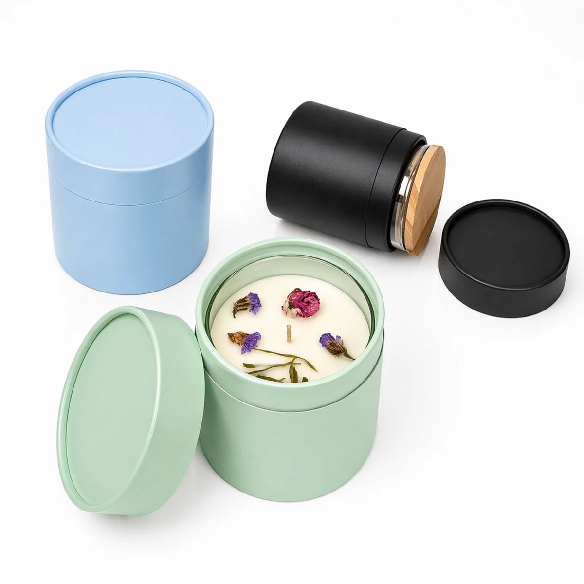 Caja Decorativa para Velas Cilíndrica / Velas Ramo de Flores – Tubo cartón rígido - Verde Menta Brillante - Grande 10x11.7. cm - Candle Craft