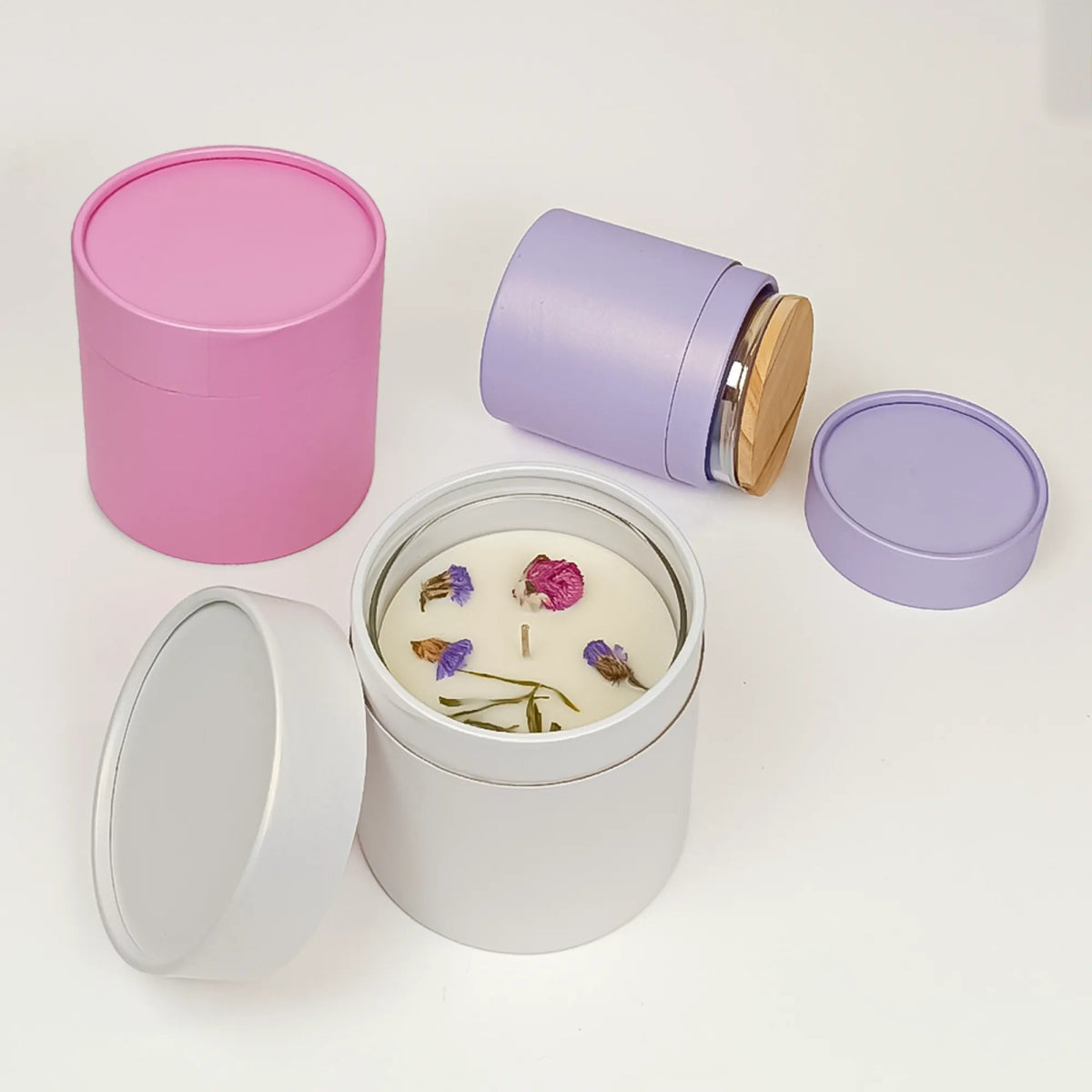 Caja Decorativa para Velas Cilíndrica / Wax Melts – Tubo cartón rígido - Rosa Pastell Brillante - Extra Grande 11.3x12 cm - Candle Craft