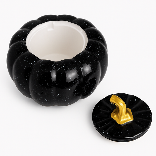 140ml - Colección Hechizo - Calabaza de Yeso para Velas - Negro / Blanco (Edición Especial de Halloween)