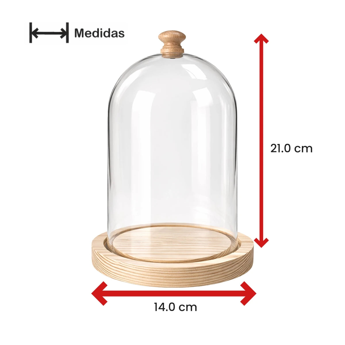 Campana de Vidrio Grande - Cúpula de Vidrio con Base de Madera - Cloche de Cristal para Velas - Candle Craft