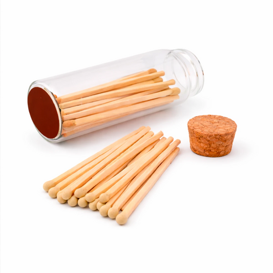Cerillos Largos de Madera para Velas - Frasco de Vidrio con Cerillos de Colores - Beige - Candle Craft