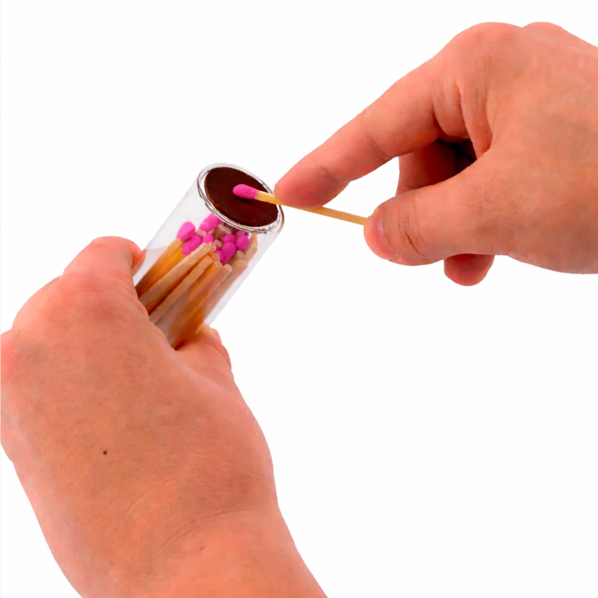 Cerillos Largos de Madera para Velas - Frasco de Vidrio con Cerillos de Colores - Fucsia Rosa - Candle Craft