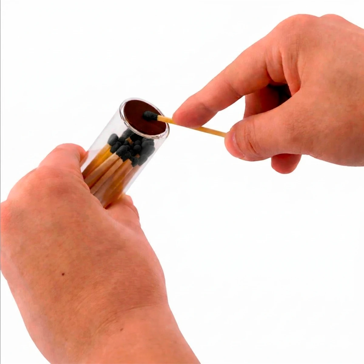 Cerillos Largos de Madera para Velas - Frasco de Vidrio con Cerillos de Colores - Negro - Candle Craft