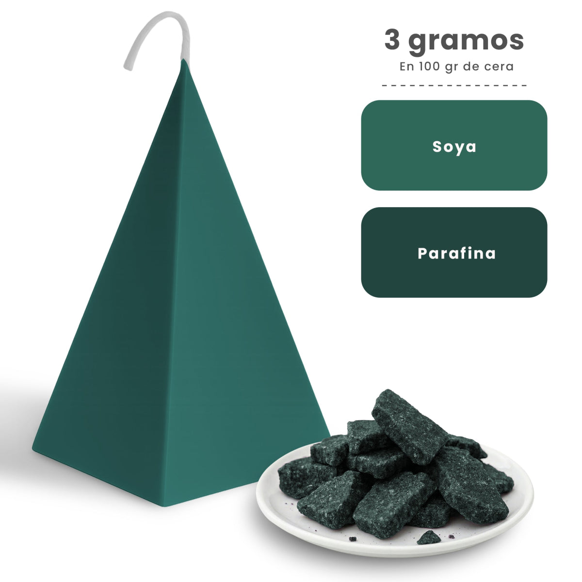 Colorante Sólido para Velas - Tinte en Escamas de Alta Concentración – Color: Verde Oscuro - Candle Craft