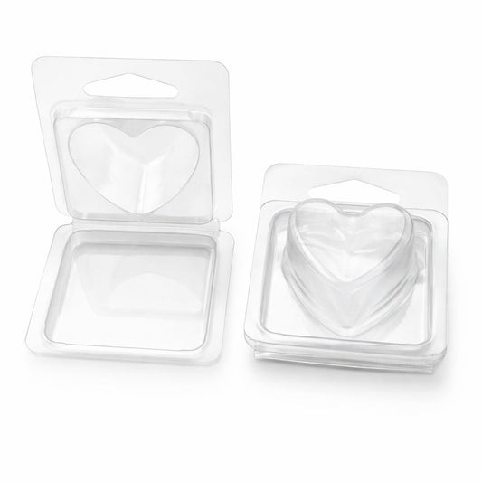 Contenedor para Wax Melt - Clamshell de 1 cavidad Corazón - Molde / Vaso para cera derretibles cuadrada aromáticas para quemador - Candle Craft