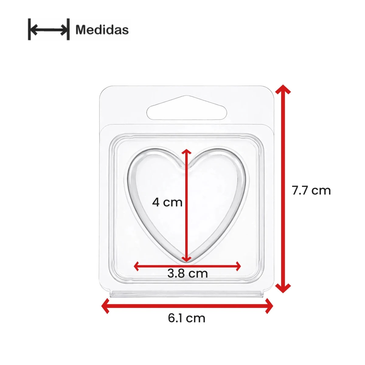 Contenedor para Wax Melt - Clamshell de 1 cavidad Corazón - Molde / Vaso para cera derretibles cuadrada aromáticas para quemador - Candle Craft