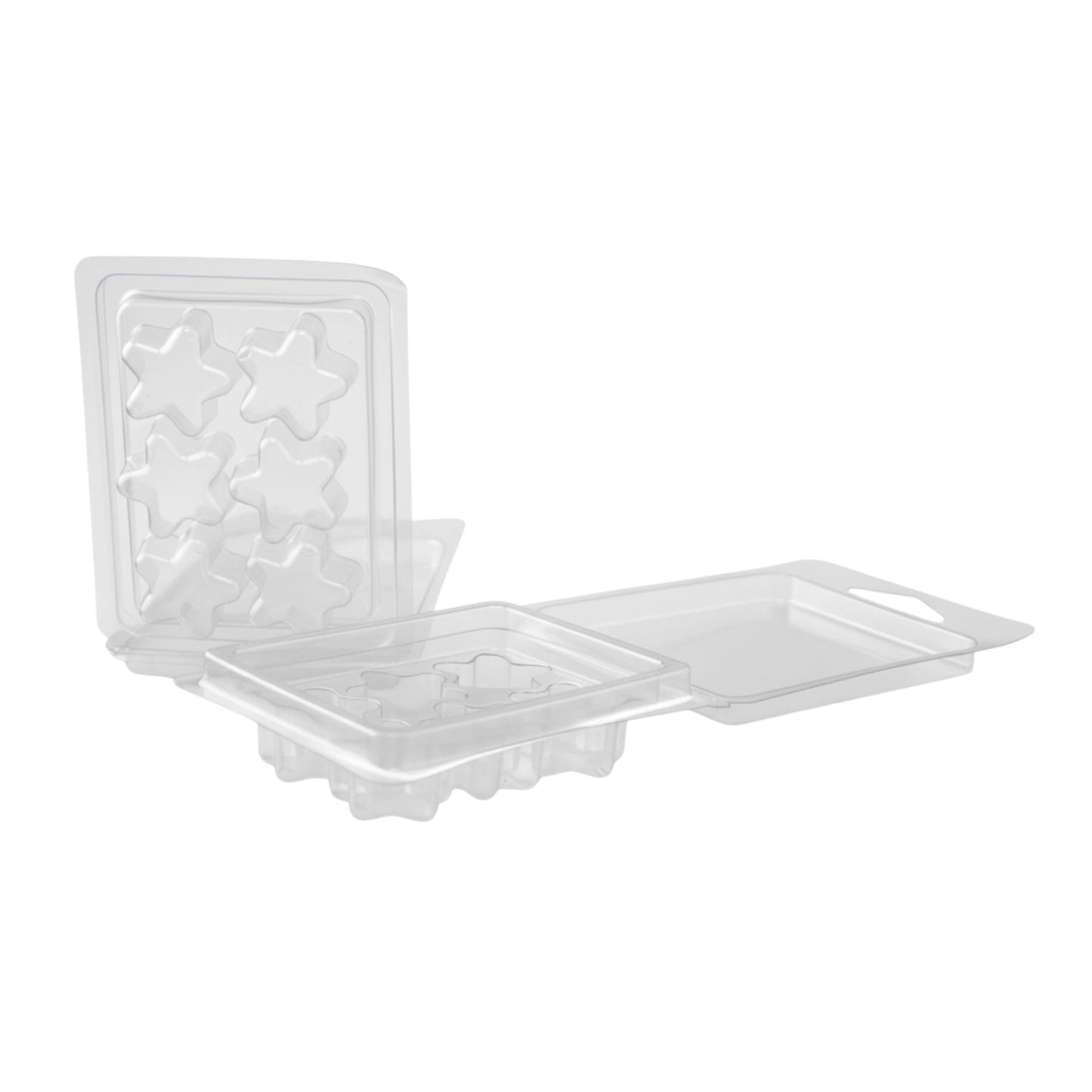 Contenedor para Wax Melt - Clamshell de 6 cavidades Estrella - Molde / Vaso para cera derretibles en Estrella aromáticas para quemador - Candle Craft