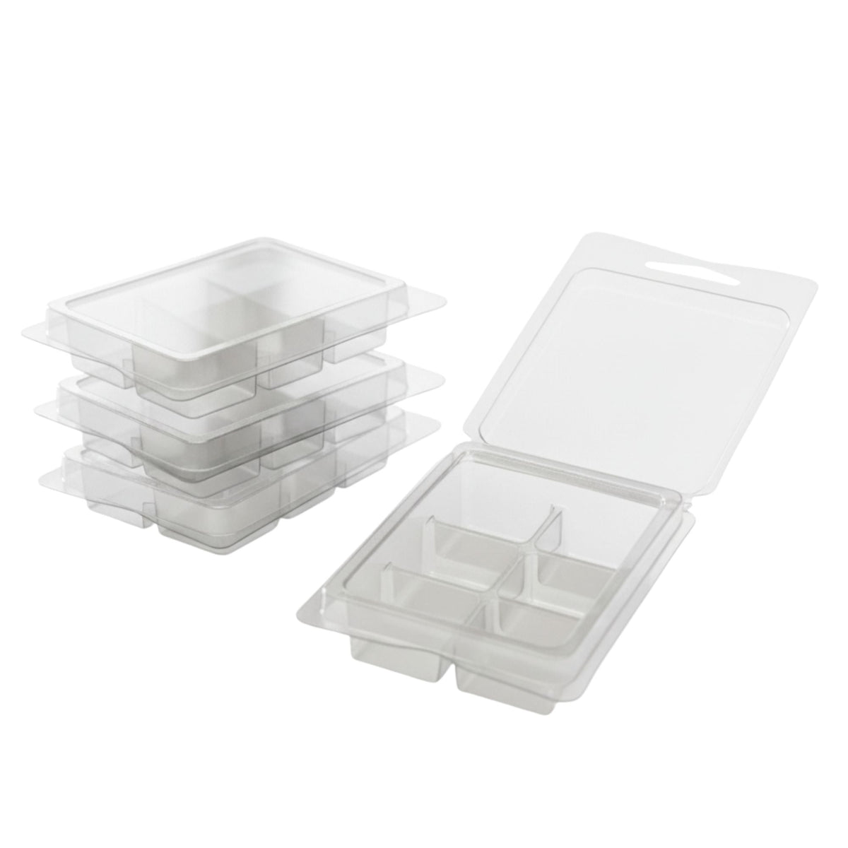 Contenedor para Wax Melt - Clamshell de 6 cavidades rectangulares - Molde / Vaso para cera derretibles en cubos aromáticas para quemador - Candle Craft