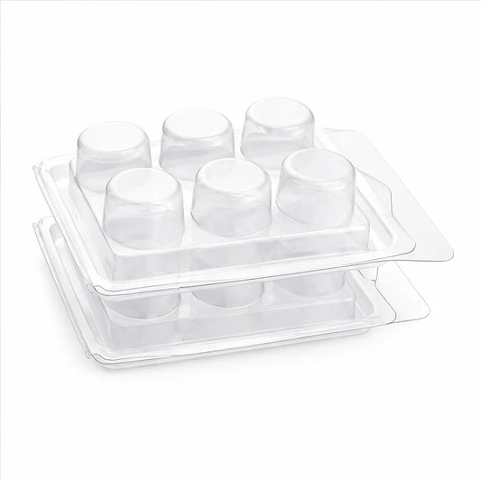 Contenedor para Wax Melt - Clamshell de 6 cavidades Redondas - Molde / Vaso para cera derretibles en Corazon aromáticas para quemador - Candle Craft
