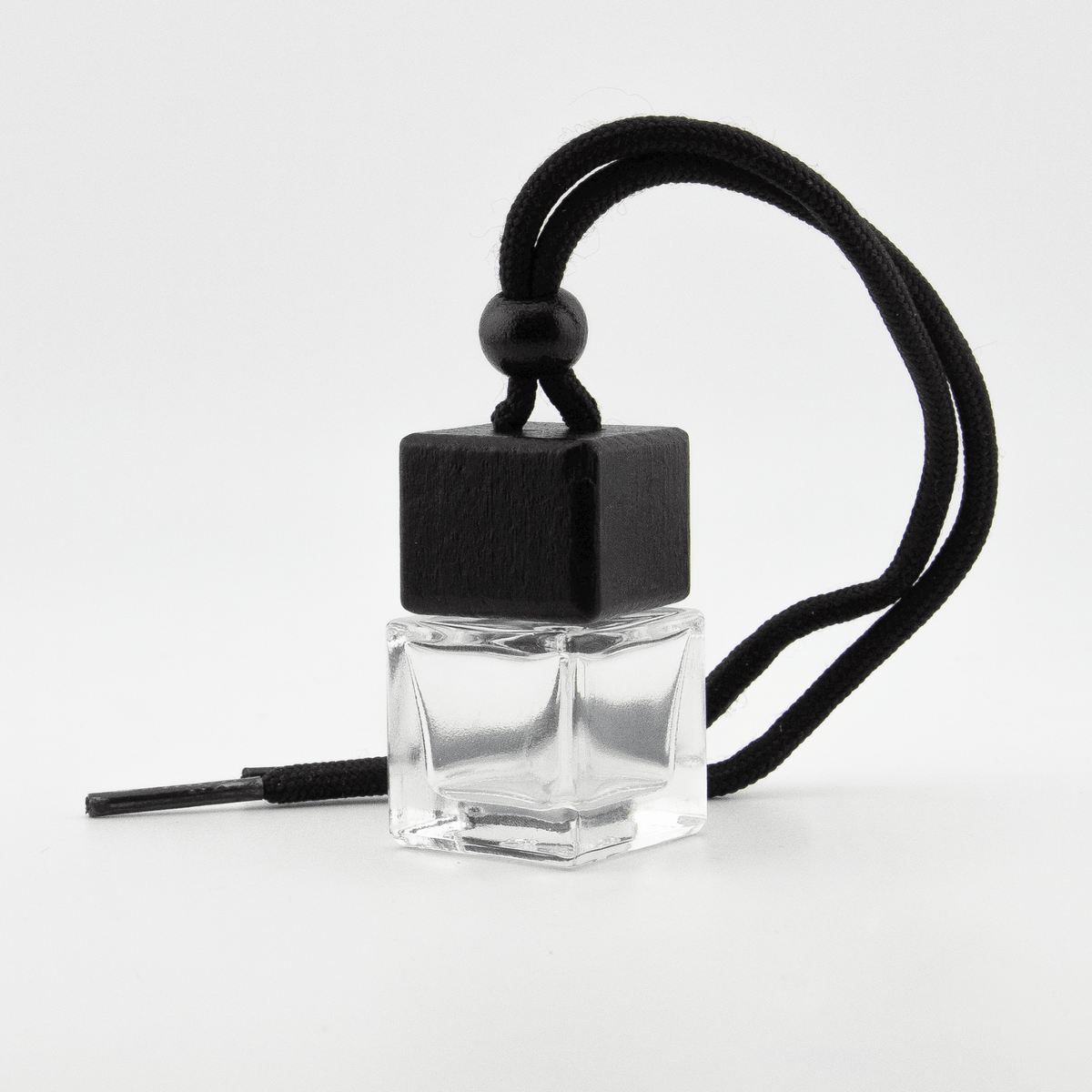 Difusor Aromático / Aromatizante para Auto / Carro – Frasco Colgante Recargable de Vidrio y Madera Tapa Cuadrada - 8ml - Candle Craft