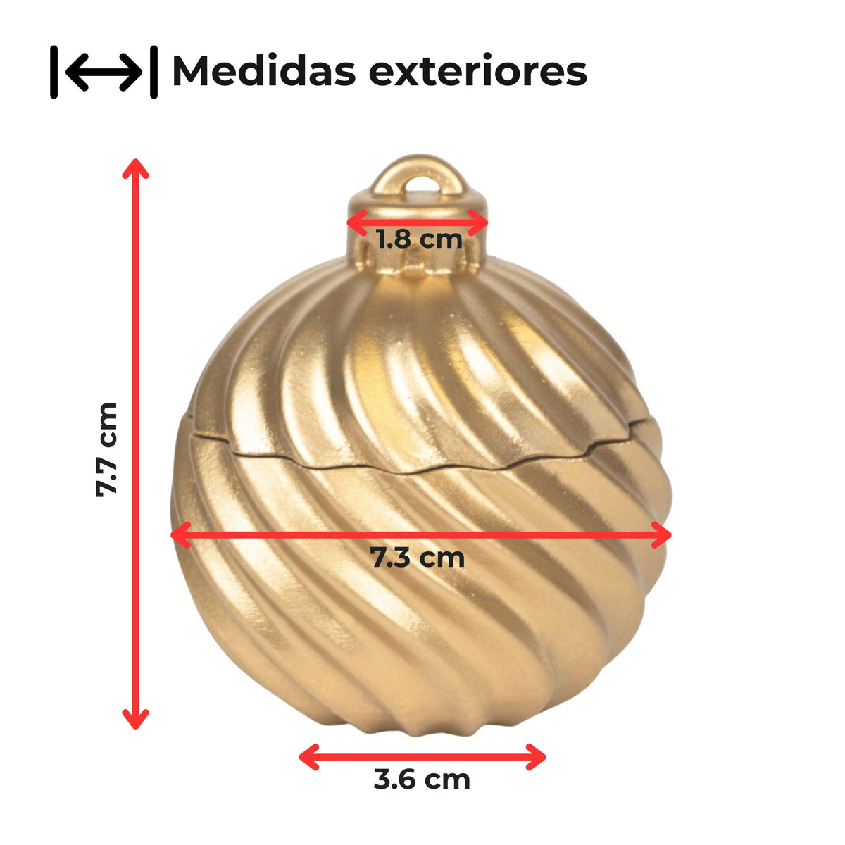 Esfera de Navidad en Espiral de Concreto - Vasos para Velas Navideñas 70ml - Dorada (Edición Especial de Navidad) - Candle Craft