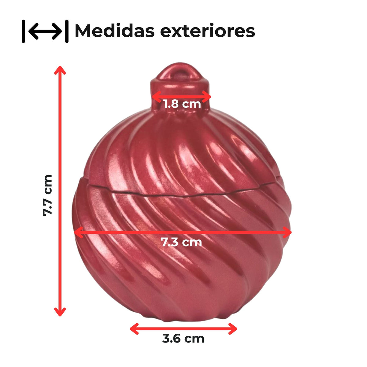 Esfera de Navidad en Espiral de Concreto - Vasos para Velas Navideñas 70ml - Roja (Edición Especial de Navidad) - Candle Craft