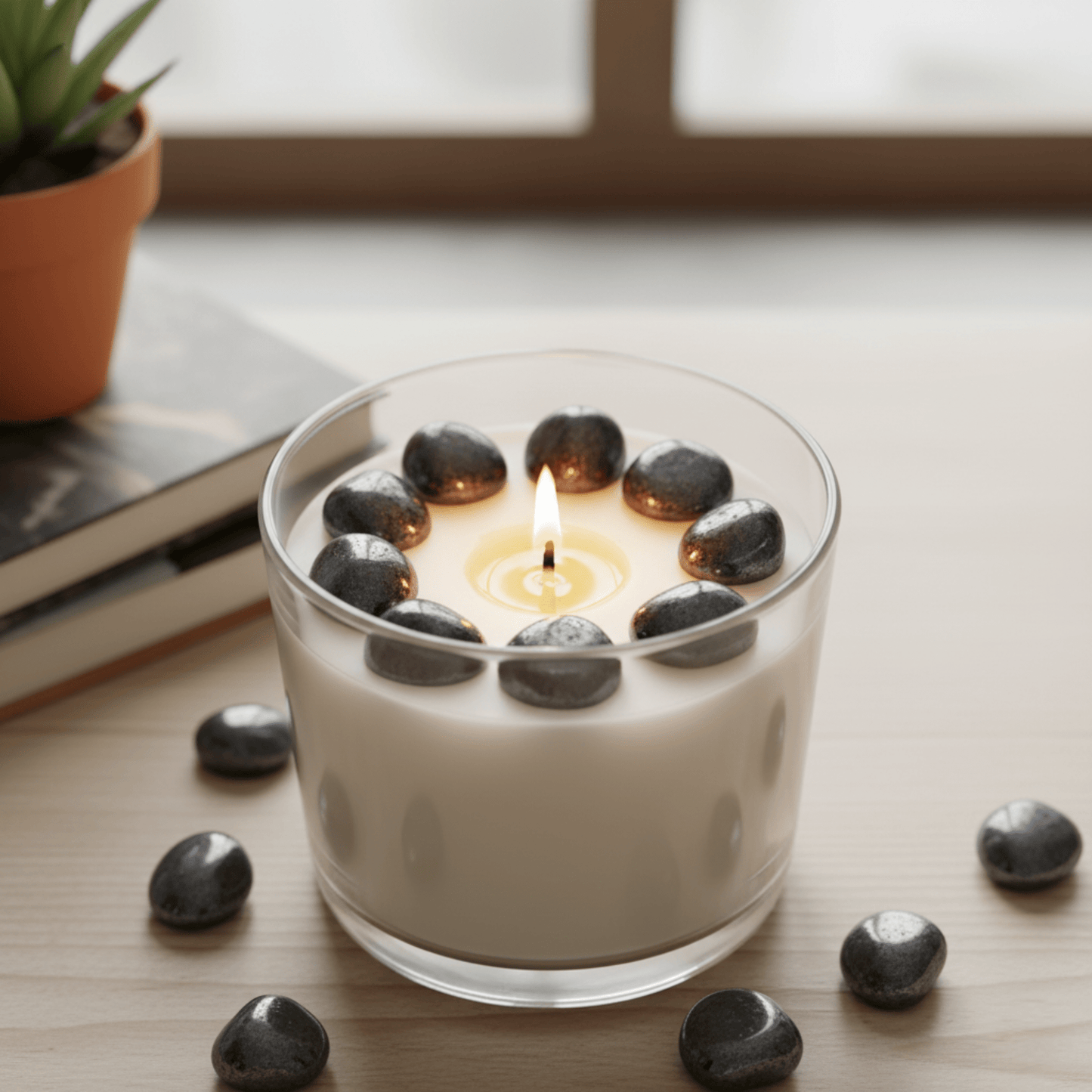 Hematita Natural Pulido – Piedra Preciosa Negra Gris de Protección y Enraizamiento para Velas y Decoración - Candle Craft