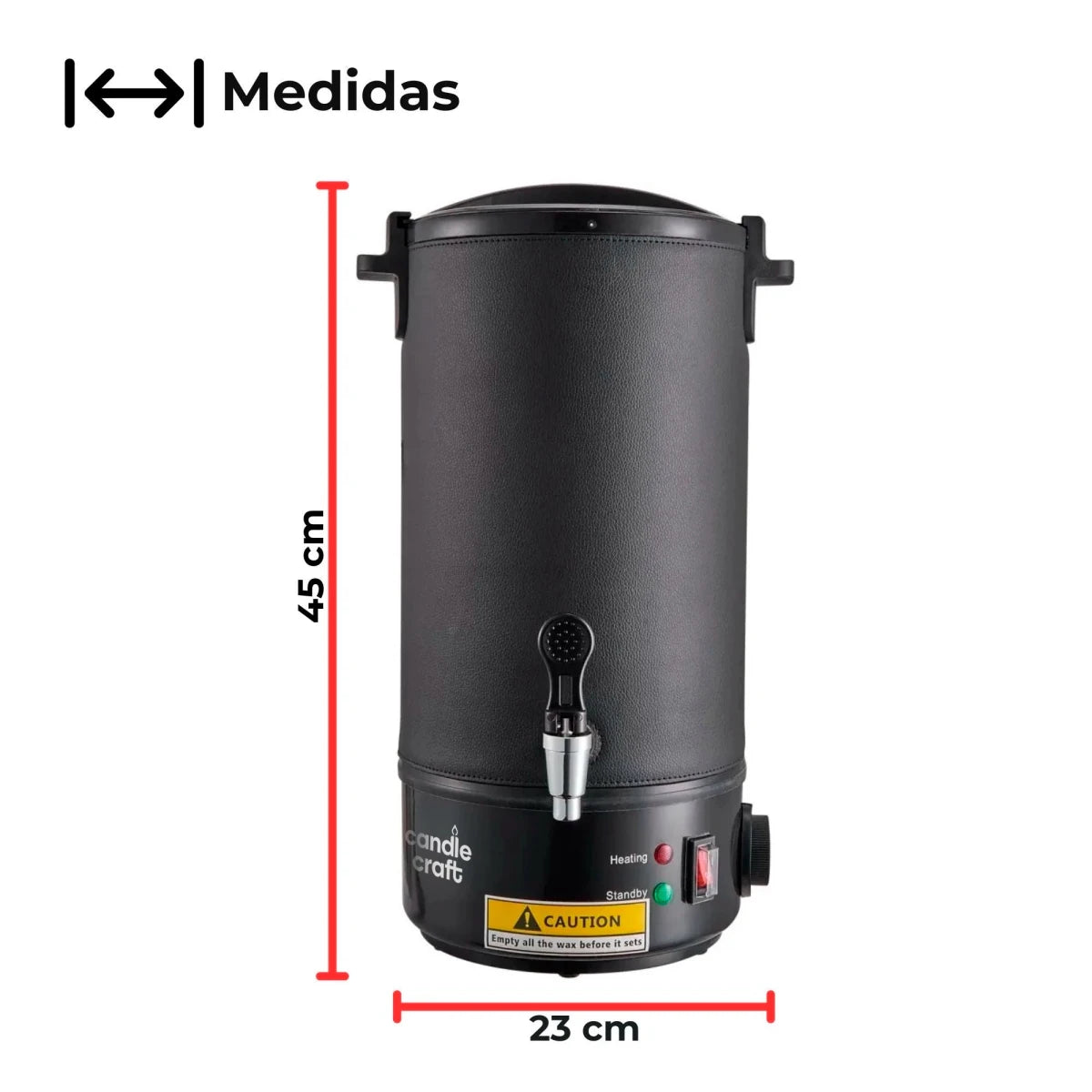 Kit Fundidor de Cera de 10 L – Derretidor de Cera Eléctrico Profesional con Llave Dispensadora hasta 110°C – Wax Melter para Velas Artesanales - Candle Craft
