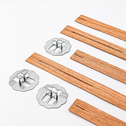 Pabilo de Madera para Velas - Forma Cruz 10×80 mm - Mecha de Madera con Fichas - Candle Craft