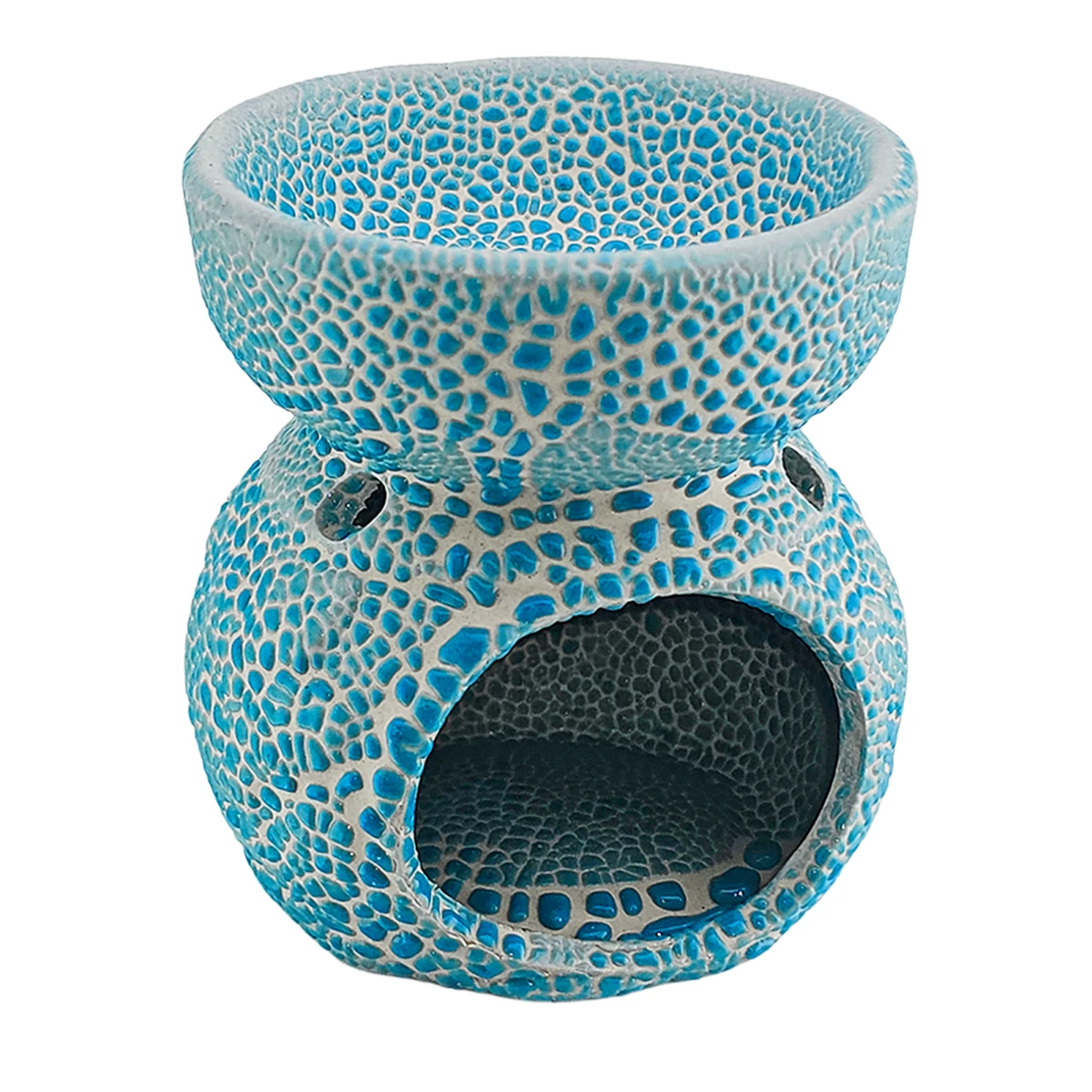 Quemador de Cera Redondo - Fundidor de Cerámica para Wax Melts - Azul Cielo con Relieve - Candle Craft