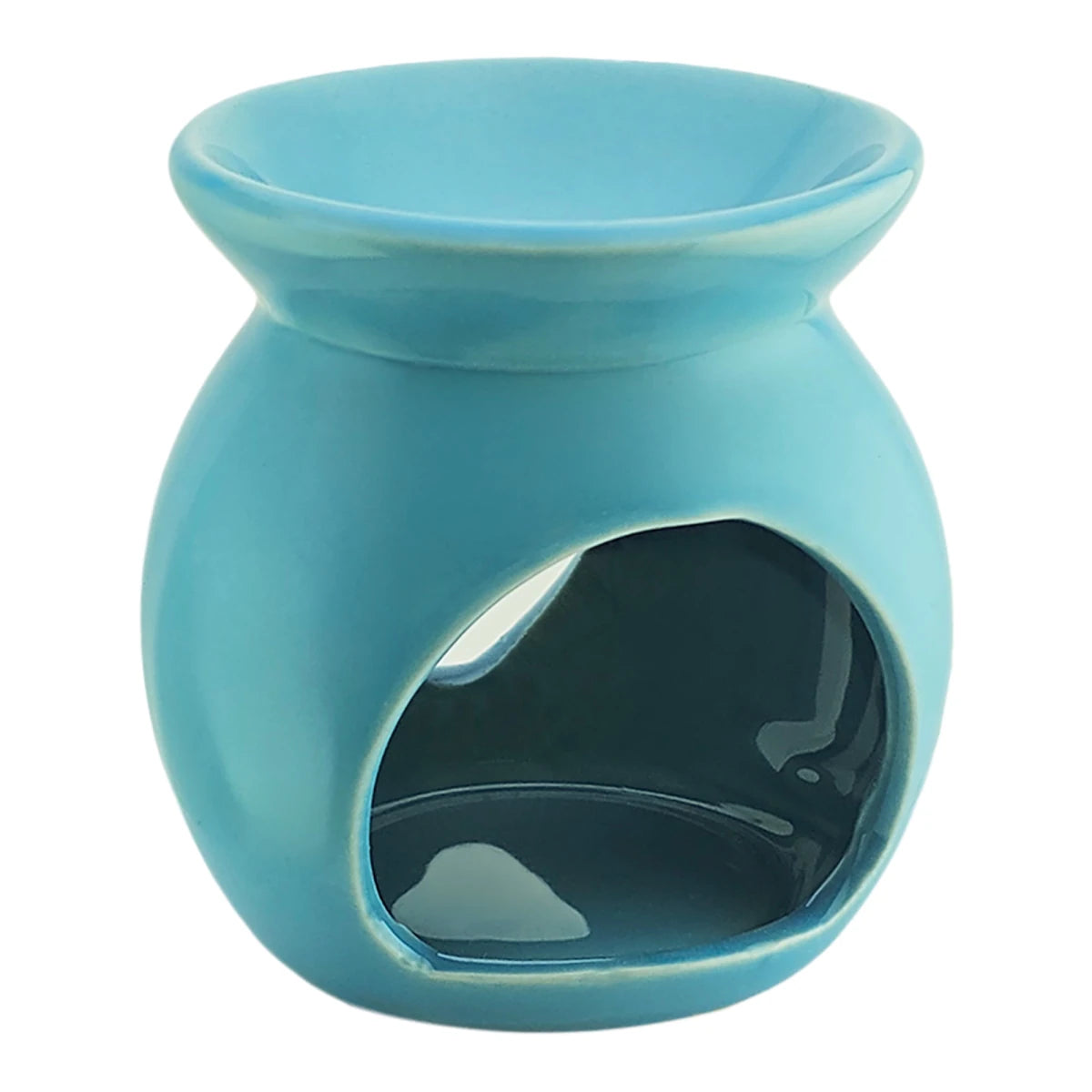 Quemador de Cera Redondo - Fundidor de Cerámica para Wax Melts - Azul Cielo - Diseño Corazón - Candle Craft